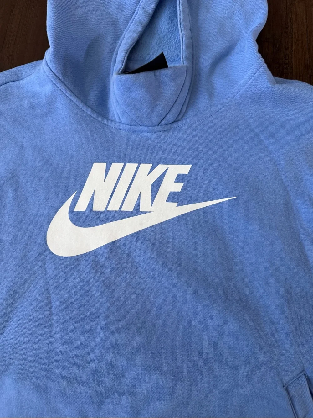 Nike Kids Light Blue Hoodie with White Logo